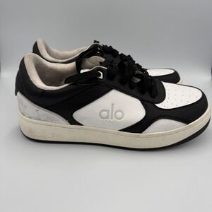 ALO Yoga Recovery Mode Men's Black White Leather Low Top Sneakers Size 11.5